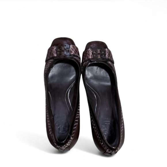 Tory Burch Vintage Snakeskin Accent Block Heels 7.5 - Picture 2 of 5